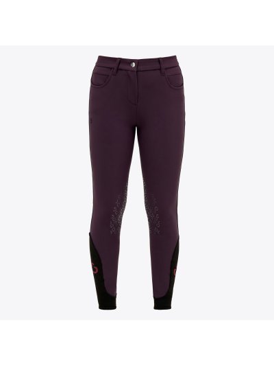 Pantalones morados con bolsillos (grip rodilla) y el logo negro para niña - Cavalleria Toscana