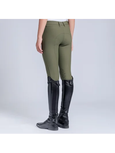Pantalones de montar verde oliva (Winter Moss) con grip en rodilla para niña - Cavalleria Toscana - imagen 3