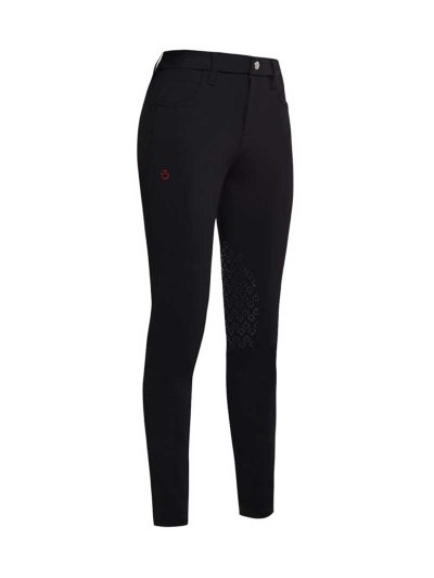 Pantalons d'équitation noir perforé (grip aux genoux) pour fille - Cavalleria Toscana