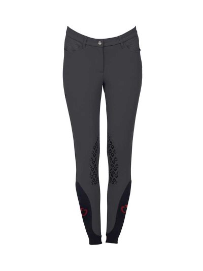 Pantalons gris foncé avec logos en relief à la taille (grip aux genoux) pour femme - Cavalleria Toscana