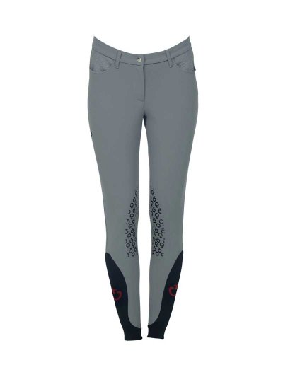 Pantalons gris clair avec logos en relief à la taille (grip aux genoux) pour femme - Cavalleria Toscana