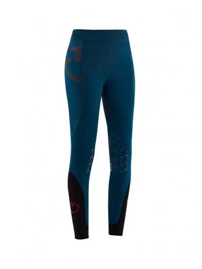 Leggings de taille haute bleu verdâtre (grip aux genoux) pour femme - Cavalleria Toscana