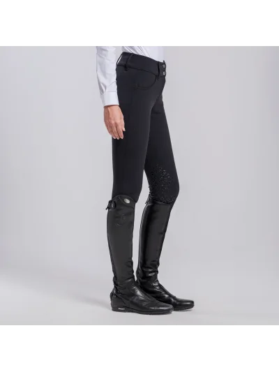 Pantalon d'équitation noir côtelé à basanes pour femme American - Cavalleria Toscana - imagen 3