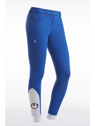 Pantalons d'équitation bleu (grip aux genoux) pour femme - Cavalleria Toscana