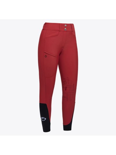 Pantalones rojos de cintura alta (grip rodilla) para mujer Academy - Cavalleria Toscana