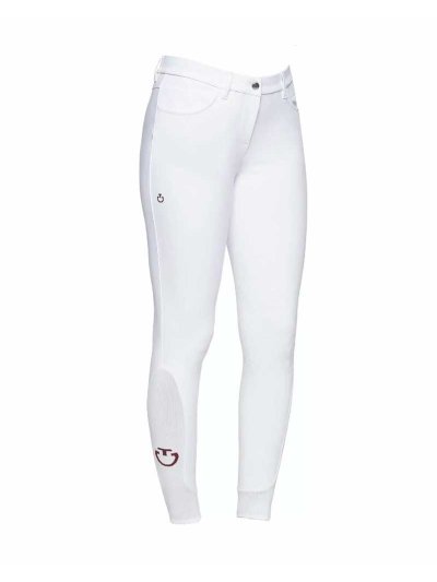 Pantalons d'équitation blanc avec grip silicone au genou pour femme - Cavalleria Toscana