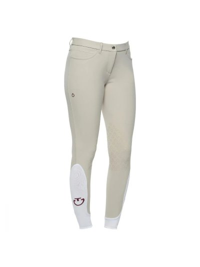 Pantalons d'équitation beige clair avec grip silicone au genou pour femme - Cavalleria Toscana