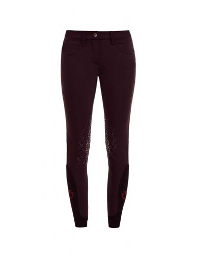 Pantalons d'équitation marron foncé avec grip silicone au genou pour femme - Cavalleria Toscana