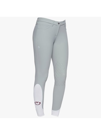Pantalons d'équitation a cheval gris clair avec grip en silicone en la rodilla pour femme - Cavalleria Toscana
