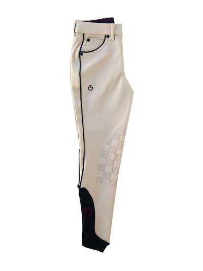 Pantalons d'équitation beige avec bordure noir (grip aux genoux) junior unisexe - Cavalleria Toscana