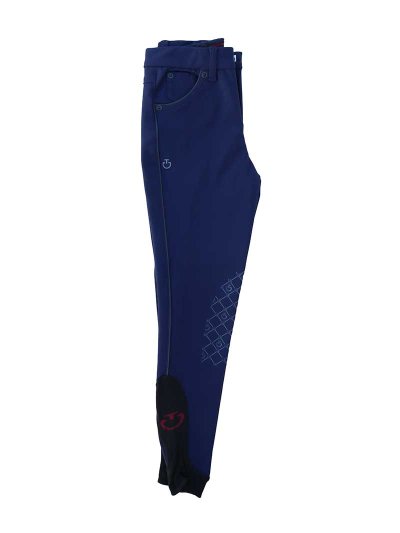 Pantalons bleu foncé avec poches et passepoils gris foncé (grip aux genoux) junior unisexe - Cavalleria Toscana