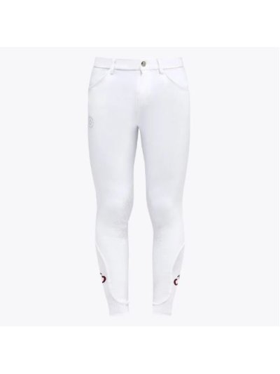 Pantalón de montar blanco de tejido técnico con cintura alta, costuras ergonómicas y grip en la rodilla, junior unisex - Cavalleria Toscana