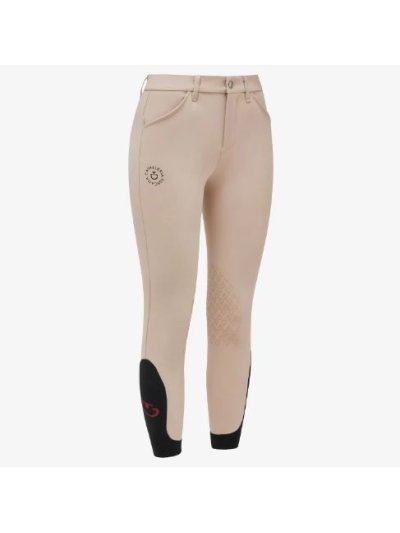 Pantalones beige con bolsillos y bordado (grip rodilla) junior unisex - Cavalleria Toscana