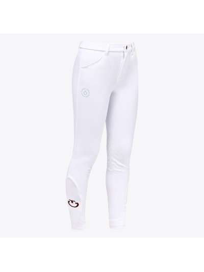 Pantalones blancos con bolsillos y bordado (grip rodilla) junior unisex - Cavalleria Toscana