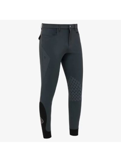 Pantalones de montar a caballo grises (grip rodilla) con ventilación superior para hombre - Cavalleria Toscana