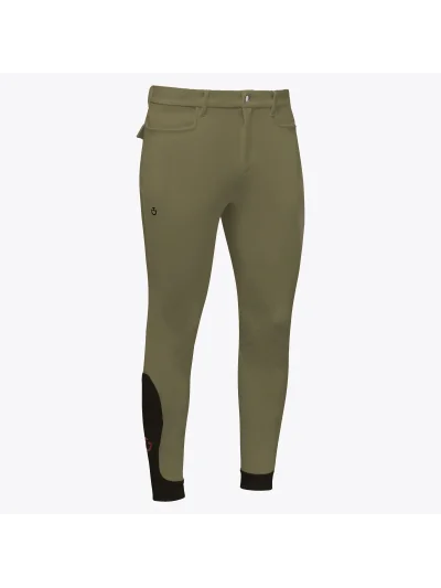Pantalones de montar verde oliva (Winter Moss) con grip transparente en rodilla para hombre - Cavalleria Toscana
