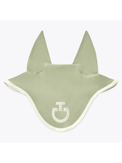 Orejeras pistacho blanquecino con el logo en blanco orejas finas elásticas para caballo y pony - Cavalleria Toscana