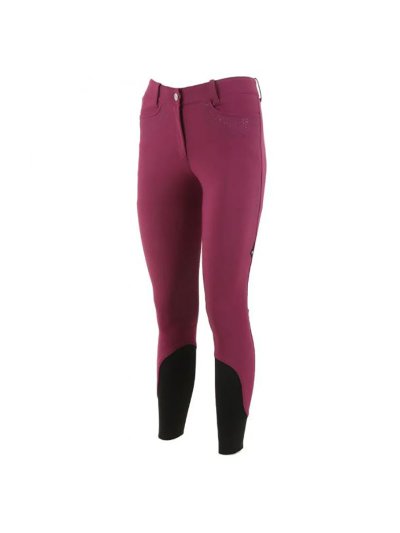 Pantalones de montar a caballo color ciruela (grip rodilla) para mujer - Giaiak - Equiline