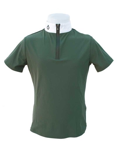 Polo de compétition à manches courtes vert foncé et noir pour fille - Cavalleria Toscana Revolution