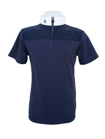 Polo en piqué de compétition à manches courtes bleu marine pour fille - Cavalleria Toscana