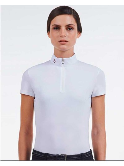 Polo básico de compétition à manches courtes blanc pour femme - Cavalleria Toscana