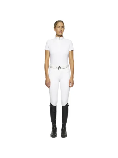Basic short-sleeved white competition polo for woman - Cavalleria Toscana