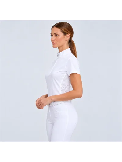 Polo básico de competición de manga corta blanco con perforaciones para mujer - Cavalleria Toscana - imagen 2