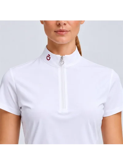 Polo básico de competición de manga corta blanco con perforaciones para mujer - Cavalleria Toscana - imagen 3