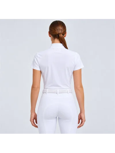 Polo básico de competición de manga corta blanco con perforaciones para mujer - Cavalleria Toscana - imagen 4