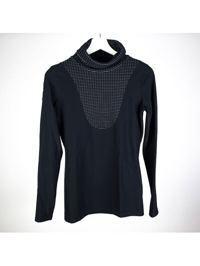 T-shirt à manches longues d'entraînement noir avec col haut pour femme - Cavalleria Toscana