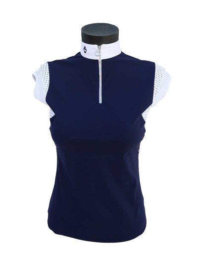 Polo de compétition sans manches bleu marine pour femme - Cavalleria Toscana