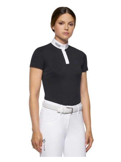 Polo en piqué de compétition à manches courtes gris muy foncé pour femme - Team - Cavalleria Toscana