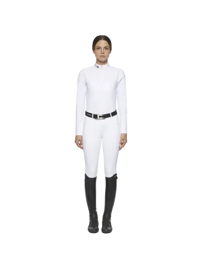 Polo de concurso blanco de manga larga y la espalda de tejido técnico transpirable de revo para mujer - Cavalleria Toscana - imagen 2