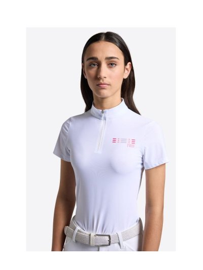 Polo de compétition à manches courtes blanc pour fille - RG