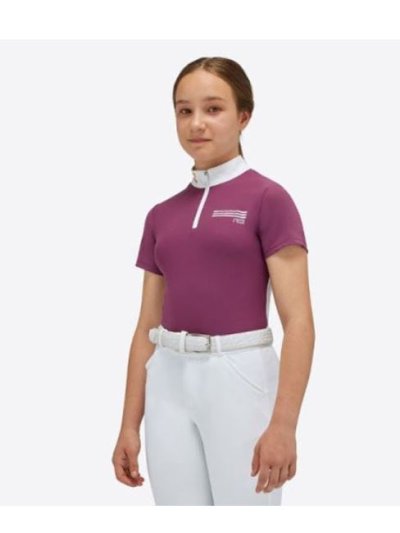 Polo de compétition à manches courtes fuchsia pour fille - RG