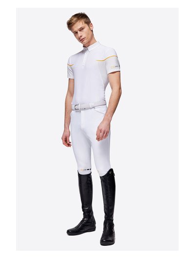 Polo de competición de manga corta blanco para hombre - RG