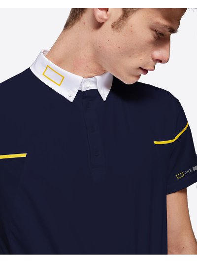 Polo de competición de manga corta azul marino para hombre - RG