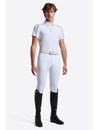 Polo técnico de manga corta blanco con botones para hombre - RG