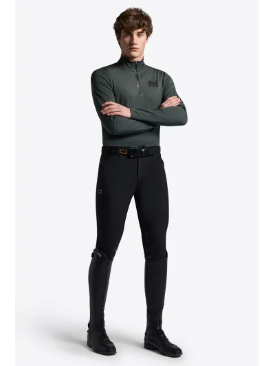 Polo de entrenamiento de manga larga verde oscuro (Deep Forest) con media cremallera para hombre - RG - imagen 3