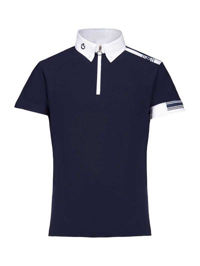 Polo de compétition à manches courtes bleu marine avec détails de Leggings pour garçon - Cavalleria Toscana