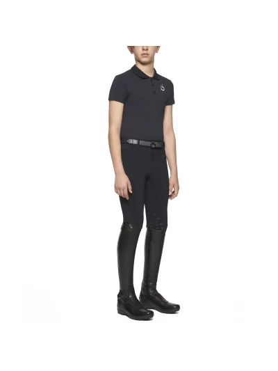 Training navy short sleeve polo for boys - Cavalleria Toscana - imagen 2
