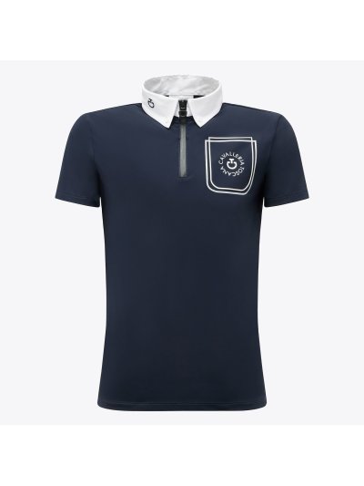 Polo de manga corta azul marino con el logo de la marca para niño -  Cavalleria Toscana