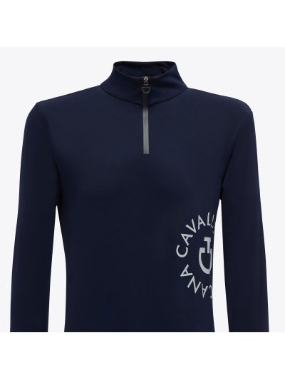 Camiseta de manga larga técnica color azul marino con el logo de la marca en el costado para niño - Cavalleria Toscana