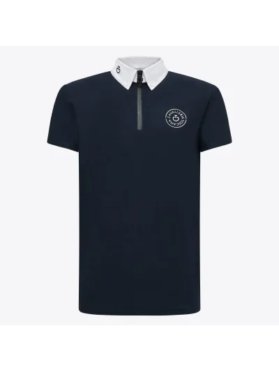 Polo de manga corta azul marino con el logo superior derecha para niño - Cavalleria Toscana