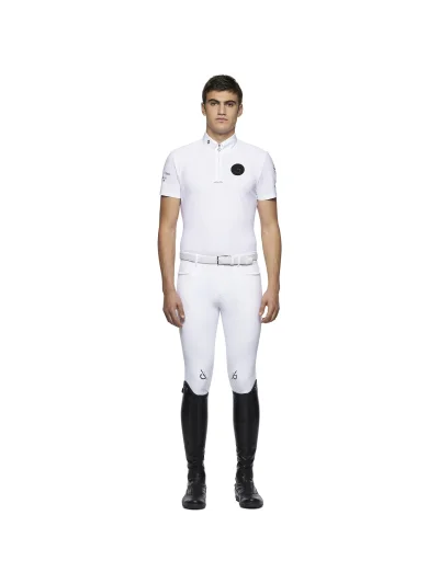 Short-sleeve white competition polo with black logos for men Team - Cavalleria Toscana - imagen 2