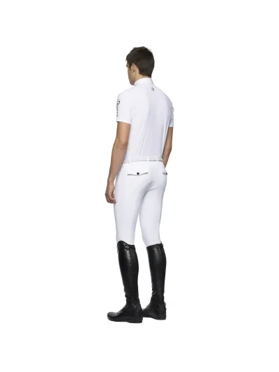 Short-sleeve white competition polo with black logos for men Team - Cavalleria Toscana - imagen 4