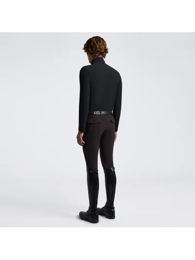 Polo de entrenamiento de manga larga negro con cuello alto y media cremallera para hombre - Cavalleria Toscana - imagen 3