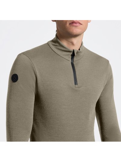 Men’s long-sleeve light green technical polo with half zipper – Cavalleria Toscana