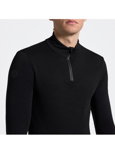 Men’s long-sleeve black technical polo with half zipper – Cavalleria Toscana
