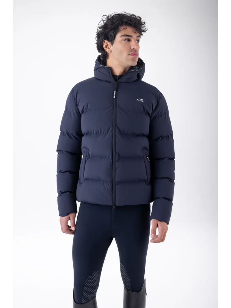 Navy hooded padded jacket for men EQCAN